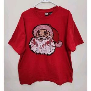Dec. 25 Christmas Santa Graphic Print Short Sleeve T-shirt Men's 2XL Red 1252